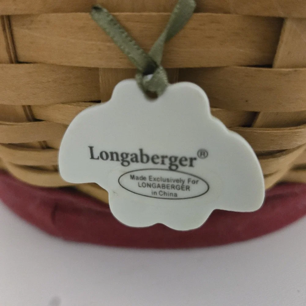 2pc Longaberger Large Small Strawberry Baskets Wood Lids Cannisters‎ Red NEW